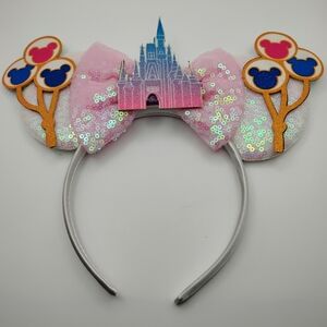 Disney Castle Pink Sequin Headband Brand-new